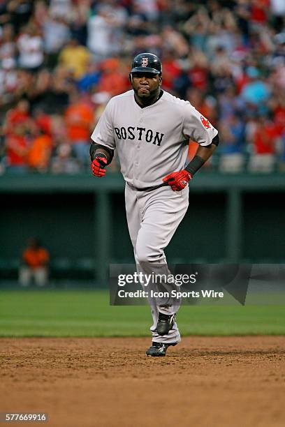 David Ortiz in action rounding the bases following his two run home run during the Baltimore Orioles 6-5 loss versus the the Boston Red Sox visiting...