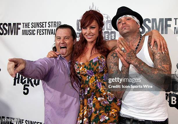 Seth Binzer, Christi Shake and a guest arrive at the House of Blues - Sunset Strip for a tribute to Ozzy Osbourne kicking off the 2nd annual Sunset...