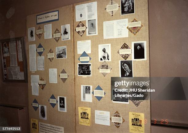 Archives, Ferdinand Hamburger Jr, Exhibits Exhibit commemorating 'Women at Hopkins, 1874-1986', Placed by Archives in Levering Hall, 1988.