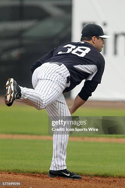 Preston Claiborne in action during New York Yankees Spring Training work outs at George Steinbrenner Field in Tampa, Florida.