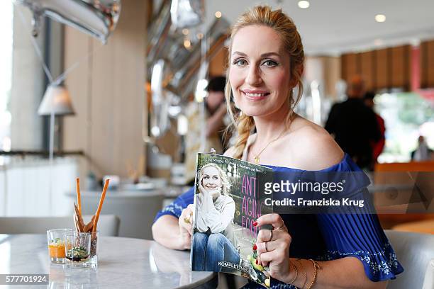 Elna-Margret zu Bentheim-Steinfurt poses during the presentation of her book 'Eat What Makes You Glow - Anti Aging Food' on July 19, 2016 in Berlin,...
