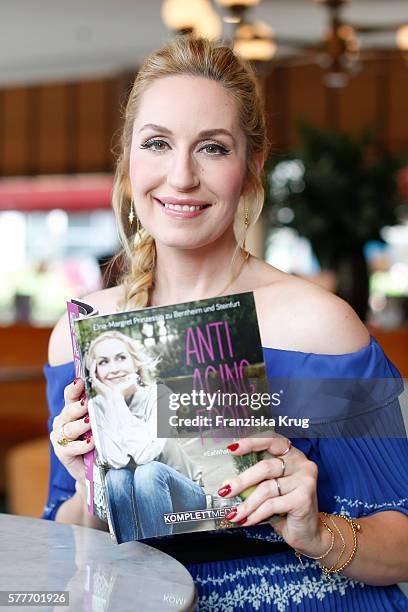 Elna-Margret zu Bentheim-Steinfurt poses during the presentation of her book 'Eat What Makes You Glow - Anti Aging Food' on July 19, 2016 in Berlin,...