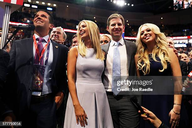 Donald Trump Jr. , along with Ivanka Trump , Eric Trump and Tiffany Trump , take part in the roll call in support of Republican presidential...