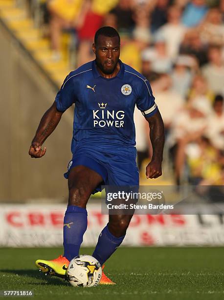 Wes Morgan of Leicester City in action during the pre-season friendly between Oxford United and Leicester City at Kassam Stadium on July 19, 2016 in...