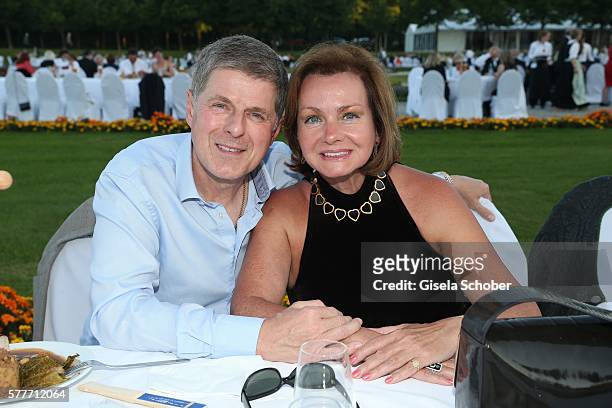 Horst Kummeth and his wife Eva Kummeth during the Summer Reception of the Bavarian State Parliament at Schleissheim Palace on July 19, 2016 in...