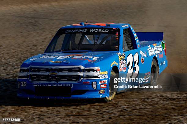 Austin Wayne Self, driver of the Allegiant Travel Chevrolet, drives during practice for the 4th Annual Aspen Dental Eldora Dirt Derby at Eldora...