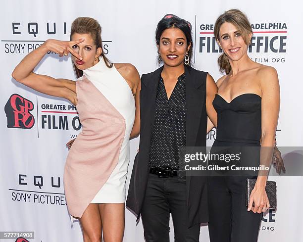 Actress/producer Alysia Reiner, director Meera Menon and actress/producer Sarah Megan Thomas attend 'Equity' Philadelphia Premiere at Kimmel Center...