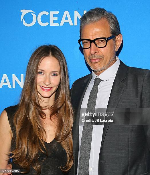 Emilie Livingston and Jeff Goldblum attend the Oceana: 'Sting Under The Stars' event on July 19, 2016 in Los Angeles, California.