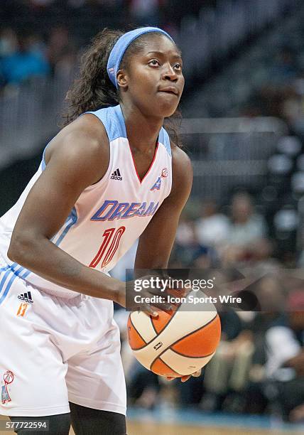 Atlanta's Matee Ajavon in Atlanta Dream 92-76 victory over the Tulsa Shock at Philips Arena in Atlanta, GA.