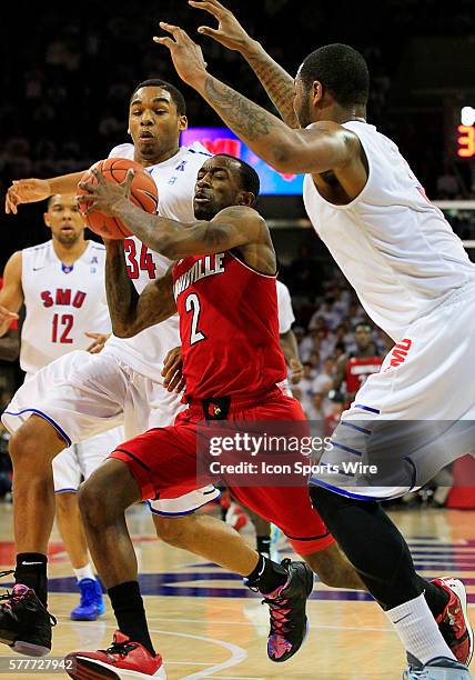 Louisville Cardinals guard Russ Smith during an NCAA basketball game between the Southern Methodist Mustangs and Louisville Cardinals played at Moody...