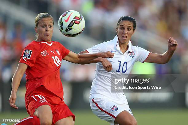 Vanessa Burki and Carli Lloyd . The United States Women's National Team played the Switzerland Women's National Team at WakeMed Stadium in Cary,...