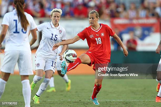 Vanessa Burki and Megan Rapinoe . The United States Women's National Team played the Switzerland Women's National Team at WakeMed Stadium in Cary,...