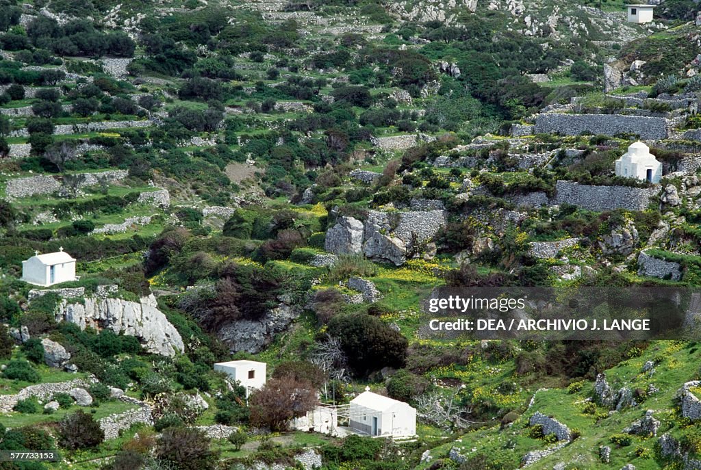 Houses and terraced fields near Olympos...