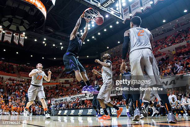 Kansas State Wildcats forward Thomas Gipson dunks during the NCAA basketball Big 12 Confrence game between the Texas Tech Red Raiders and the...