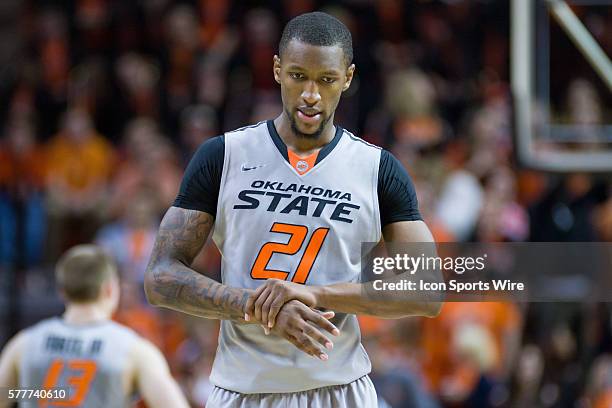 Oklahoma State Cowboys forward/center Kamari Murphy during the NCAA basketball Big 12 Confrence game between the Texas Tech Red Raiders and the...