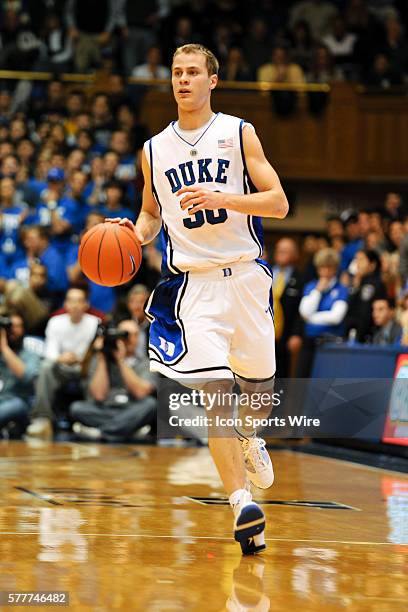 Duke guard Jon Scheyer during a game between the Wake Forest Demon Deacons and the Duke Blue Devils at Cameron Indoor Stadium in Durham, North...