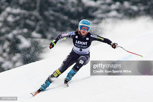 March 9, 2010: Julia MANCUSO in action on the Kandahar course during the first official training run for the downhill competition at the Audi FIS...