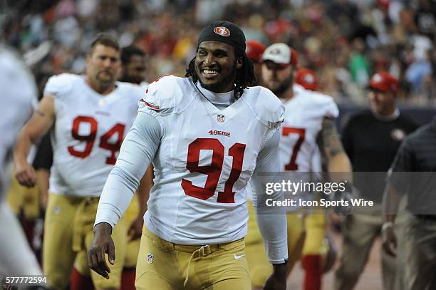 San Francisco 49ers defensive tackle Ray McDonald during the preseason matchup Houston Texans vs. San Francisco 49ers at NRG stadium in Houston, Tx.