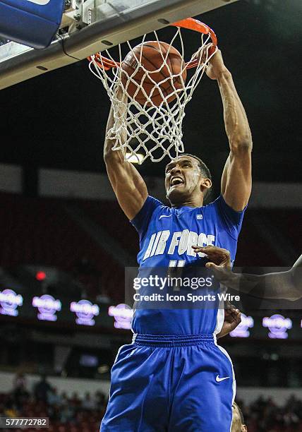 Air Force Falcons forward Kamryn Williams goes up for a dunk during the game between Air Force Falcons and Fresno State Bulldogs in the Mountain West...