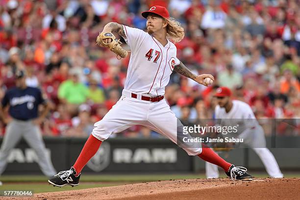 John Lamb of the Cincinnati Reds pitches against the Milwaukee Brewers at Great American Ball Park on July16, 2016 in Cincinnati, Ohio.