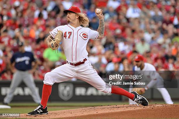 John Lamb of the Cincinnati Reds pitches against the Milwaukee Brewers at Great American Ball Park on July16, 2016 in Cincinnati, Ohio.