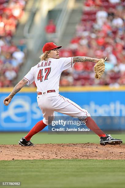 John Lamb of the Cincinnati Reds pitches against the Milwaukee Brewers at Great American Ball Park on July16, 2016 in Cincinnati, Ohio.