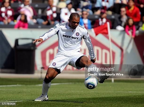 Chicago Fire forward Collins John, of Holland, during a Major League Soccer game between the Colorado Rapids and the Chicago Fire at Dick's Sporting...