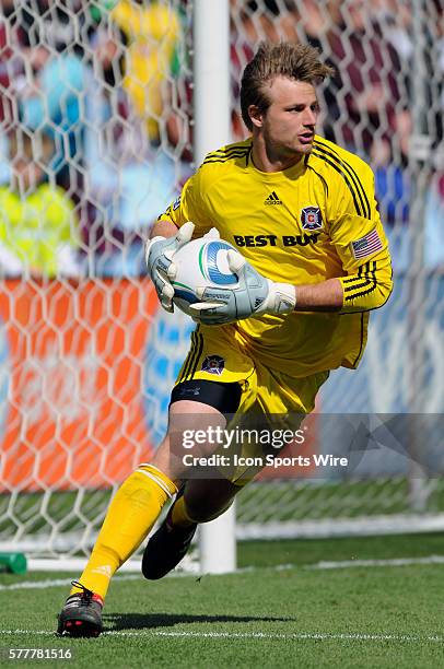 Chicago Fire goalie Andrew Dykstra during a Major League Soccer game between the Colorado Rapids and the Chicago Fire at Dick's Sporting Goods park...