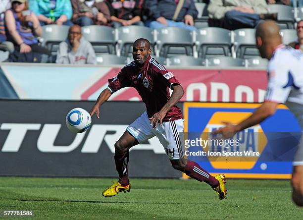 Colorado Rapids forward Omar Cummings during a Major League Soccer game between the Colorado Rapids and the Chicago Fire at Dick's Sporting Goods...