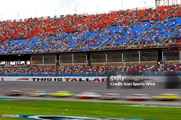 The field of cars are a blur during the Aaron's 312 at the Talladega Superspeedway in Talladega, AL.