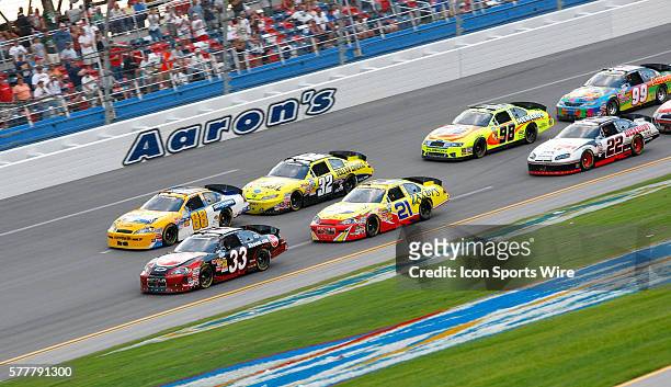 Kevin Harvick (33 leads the Aaron's 312 at the Talladega Superspeedway in Talladega, AL.