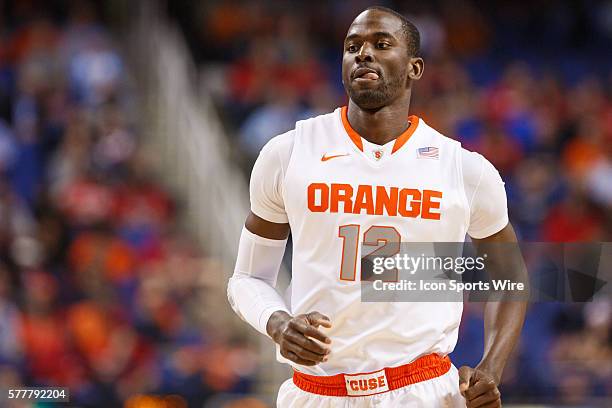 Syracuse Orange center Baye-Moussa Keita during the ACC 2014 basketball tournament game between Syracuse Orange and North Carolina State Wolfpack at...