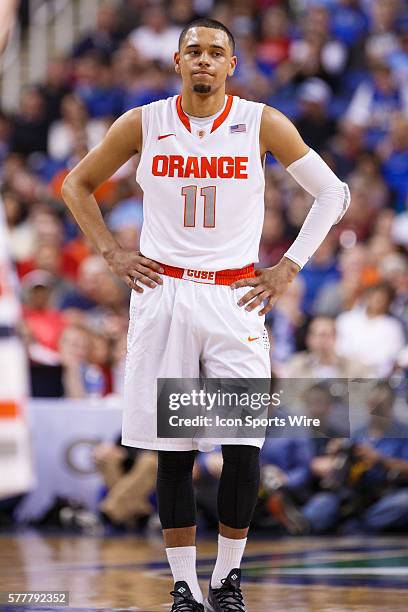 Syracuse Orange guard Tyler Ennis during the ACC 2014 basketball tournament game between Syracuse Orange and North Carolina State Wolfpack at the...