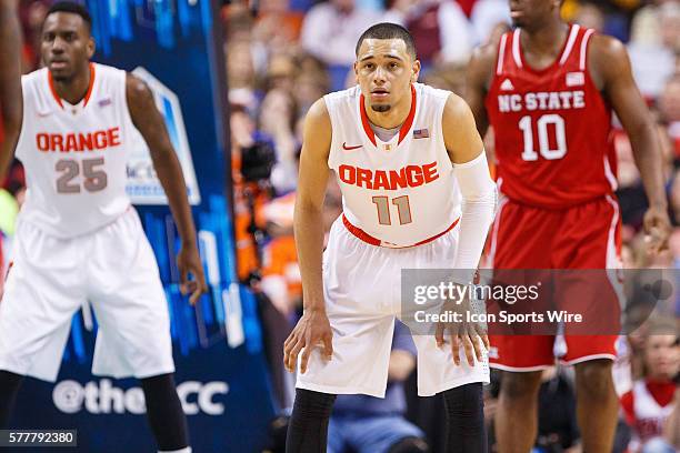 Syracuse Orange guard Tyler Ennis during the ACC 2014 basketball tournament game between Syracuse Orange and North Carolina State Wolfpack at the...