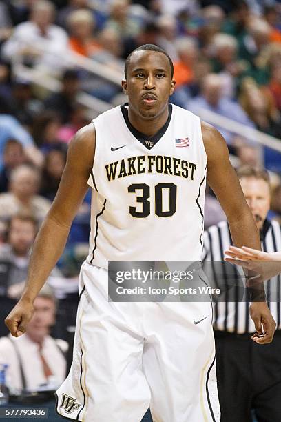 Wake Forest Demon Deacons forward Travis McKie during the ACC 2014 basketball tournament game between Wake Forest Demon Deacons and Notre Dame...