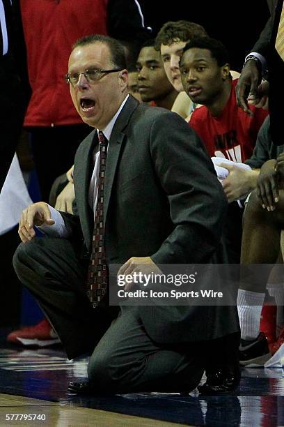 Western Kentucky Hilltoppers head coach Ray Harper during the WKU v University of Louisiana Lafayette Men's Semifinal basketball game at UNO...