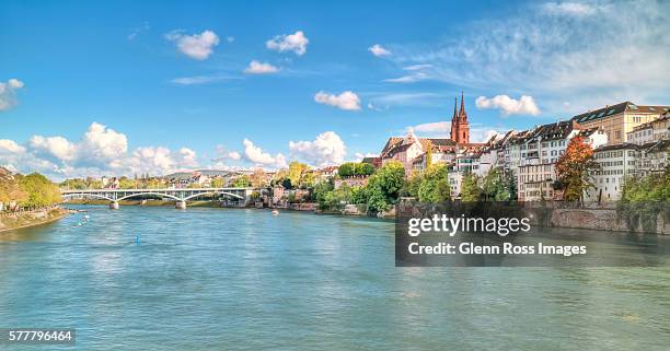 basel old town and the rhine - bale photos et images de collection