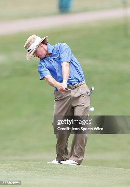 Briny Baird shooting from the 18th fairway in the HP Byron Nelson Championship Final Round at Dallas, Texas.