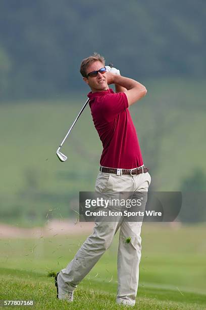 June 2010: Nicolas Colsaerts in action on day three of the Celtic Manor Wales Open 2010, in the Celtic Manor Resort and Golf Club, part of the Race...