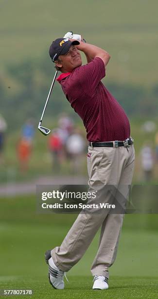 June 2010: Jarmo Sandelin in action on day three of the Celtic Manor Wales Open 2010, in the Celtic Manor Resort and Golf Club, part of the Race to...