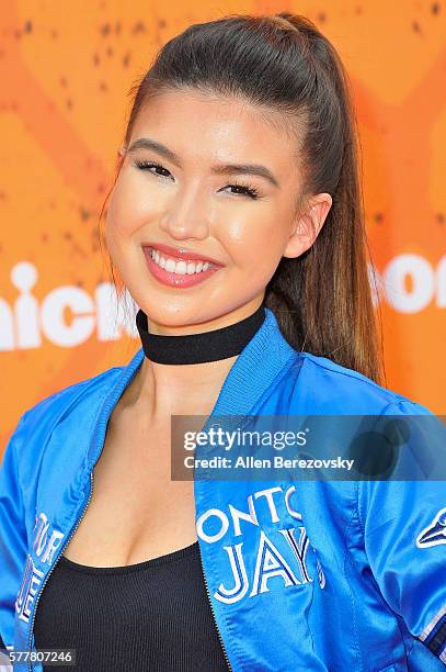 Actress Erika Tham arrives at the Nickelodeon Kids' Choice Sports Awards 2016 at UCLA's Pauley Pavilion on July 14, 2016 in Westwood, California.