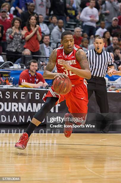 Ohio State Buckeyes guard Lenzelle Smith, Jr. Drives baseline during the Big Ten Men's Basketball Tournament game between the Michigan Wolverines vs...