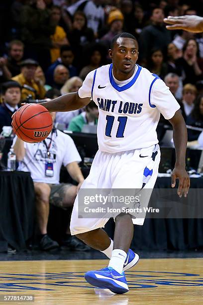 Saint Louis Billikens guard Mike McCall Jr. During the second half of the game between the Saint Louis Billikens and the St. Bonaventure Bonnies...