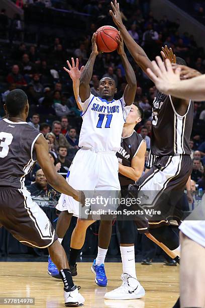 Saint Louis Billikens guard Mike McCall Jr. During the second half of the game between the Saint Louis Billikens and the St. Bonaventure Bonnies...