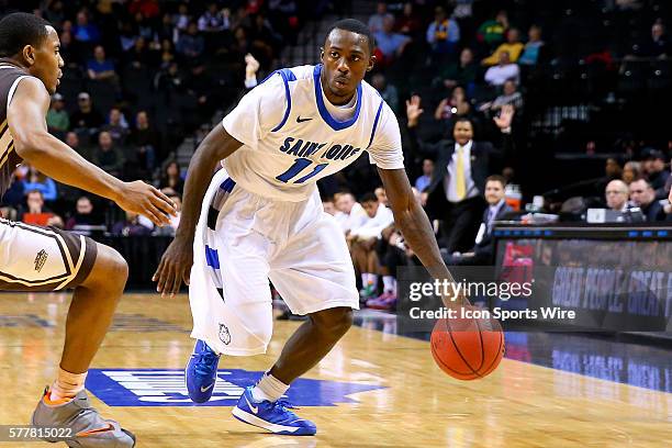 Saint Louis Billikens guard Mike McCall Jr. During the second half of the game between the Saint Louis Billikens and the St. Bonaventure Bonnies...