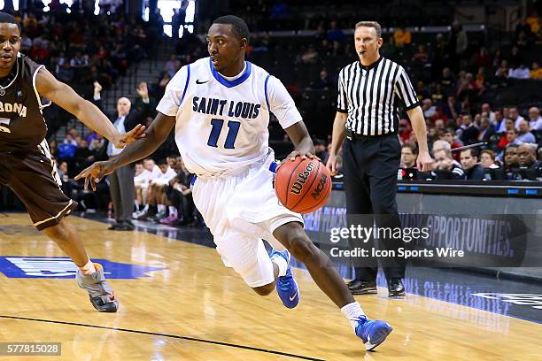 Saint Louis Billikens guard Mike McCall Jr. During the second half of the game between the Saint Louis Billikens and the St. Bonaventure Bonnies...