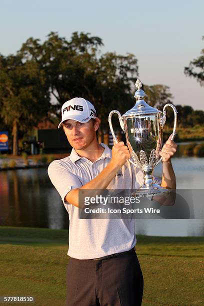 Heath Slocum with his trophy after winning The McGladrey Classic held at the Sea Island Golf Club in St. Simons Island, GA.