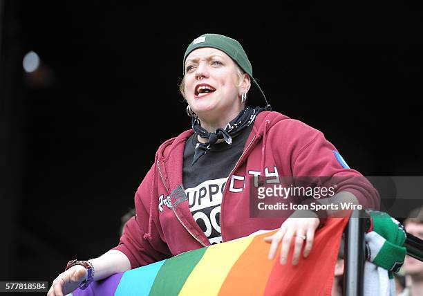 March 16, 2014 - A member of the Timbers Army during a Major League Soccer game between the Portland Timbers and Chicago Fire at Providence Park in...