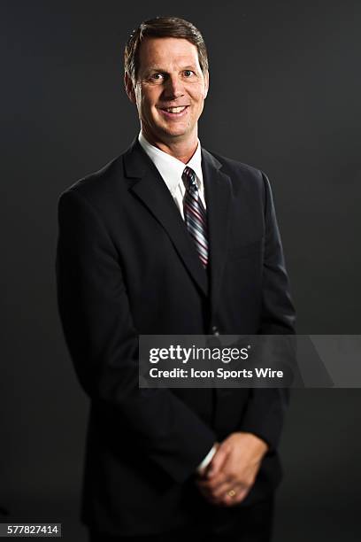 Ken Bone head coach of Washington State poses for a portrait during the NCAA Men's Pac-10 Basketball Media day at the Nokia Theater in Los Angeles,...