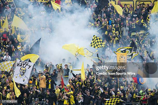 Columbus Crew fans during the game between the Columbus Crew and Philadelphia Union at the Columbus Crew Stadium in Columbus, Ohio.